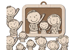 Custom Family Portrait Laser Cut, an Object Graphic by Bubert Art