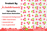 Cute Strawberry Pattern Seamless, a Background Graphic by K.JackArtwork (Thumbnail 3 of 7)