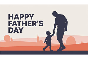 Silhouette of a father holding hands, an Illustration by tilialucida