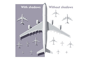 Vector Overhead View Airplanes Set