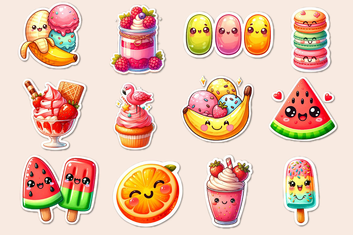 Kawaii Sweet Summer Food Clipart, an Illustration by Dream Creation (Photo 3 of 4)