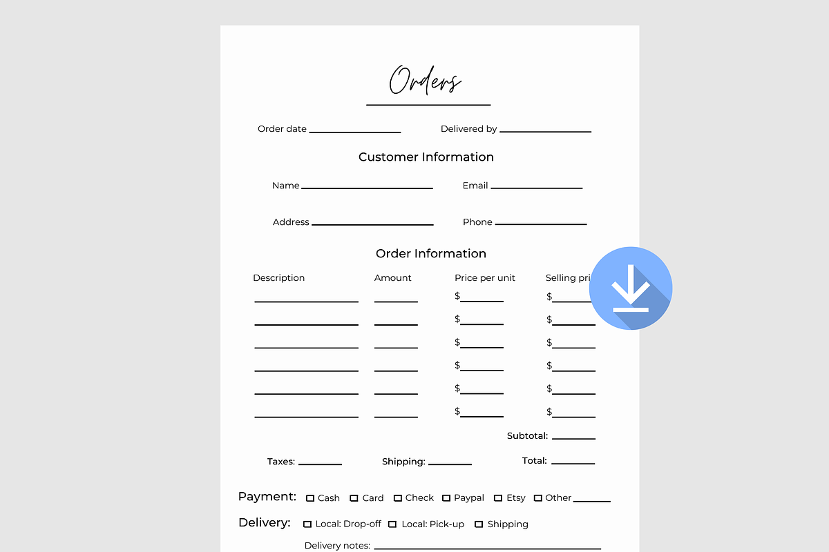 Editable Order Form, a Stationery Template by Zqdo (Photo 1 of 2)