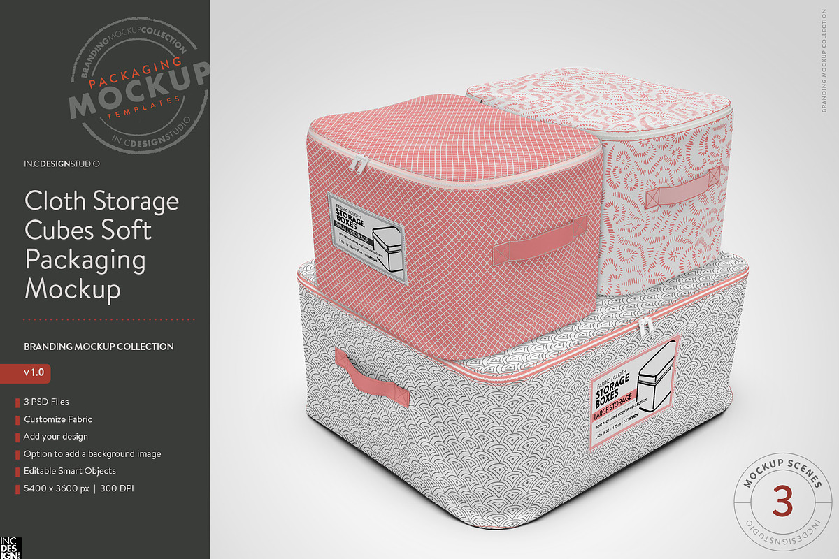 Cloth Storage Cubes Packaging Mockup, a Packaging Mockup by INCDesign (Photo 1 of 5)
