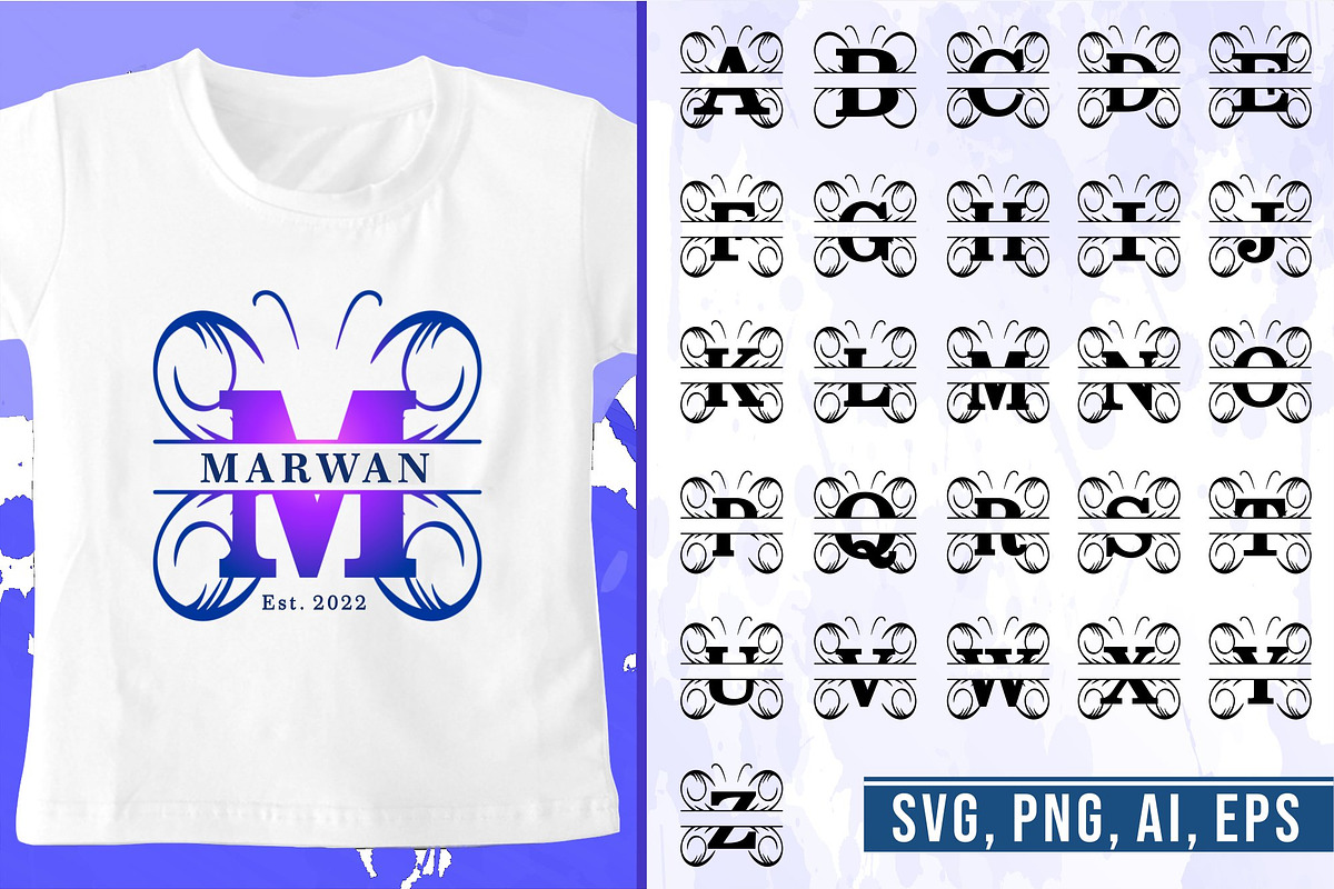 Split Monogram Letter SVG Bundle, an Object Graphic by D2PUTRI (Photo 14 of 19)