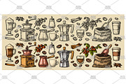 Set coffee vector engraving, a Food Illustration by MoreVector (Thumbnail 3 of 4)