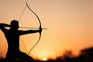 Silhouette of an archer aiming with, a Sports & Recreation Photo by MistyDay