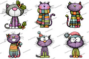 Funny Christmas Cats Clipart, an Illustration by DreamArtGraphic (Thumbnail 3 of 5)