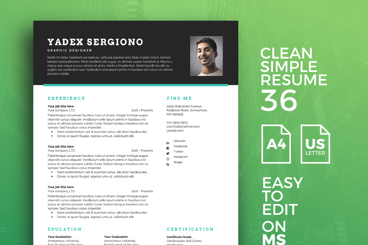 Resume Template 36, a Resume Template by graphicalcium (Photo 1 of 3)