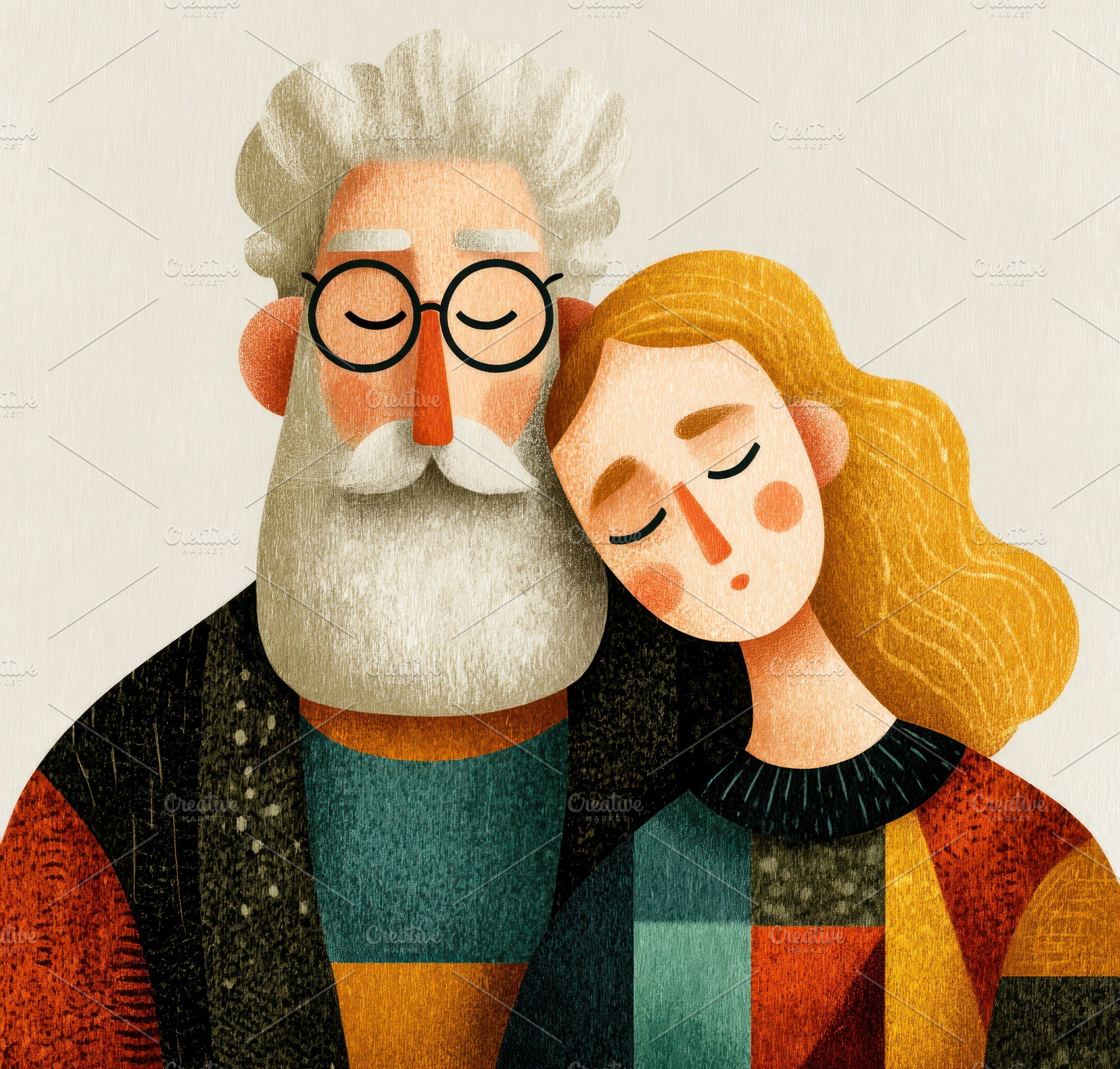Warm Textured Illustration of Loving Couple with Soft Expression, a Food & Drink Photo by José Manuel Gelpi