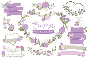 Lavender Flower Heart Clipart, an Illustration by Amanda Ilkov
