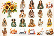 Autumn Coffee Girl Clipart PNG, an Illustration by Libby Wishes (Thumbnail 2 of 6)