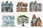 Houses watercolor clipart, an Illustration by CreationArt (Thumbnail 3 of 5)