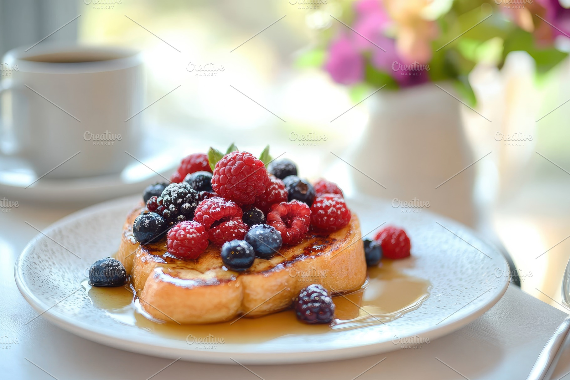 Breakfast delight featuring challah, a Photo by Pavel_design