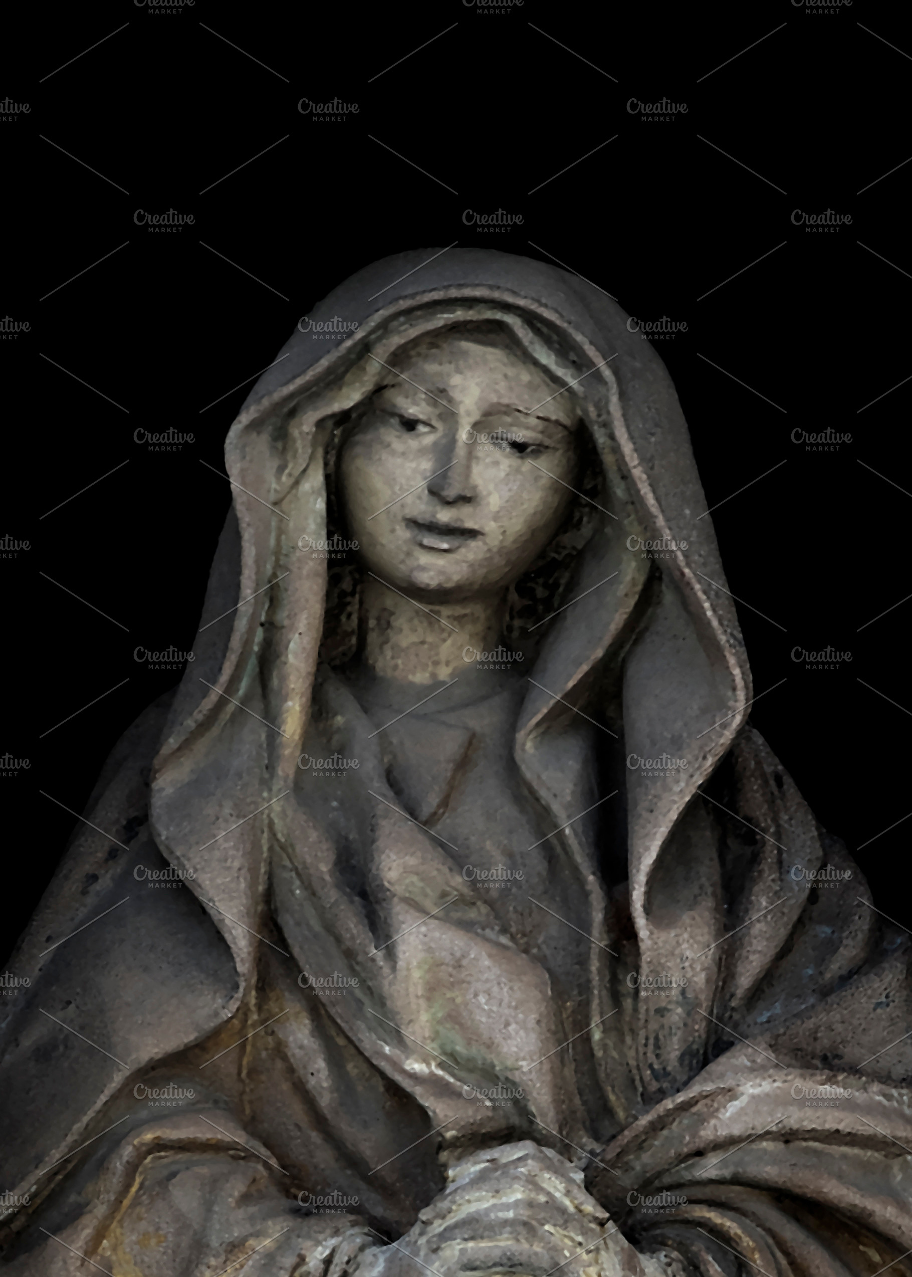 Religious woman stone statue isolated photo, an Arts & Entertainment Photo by DanFLCreativo