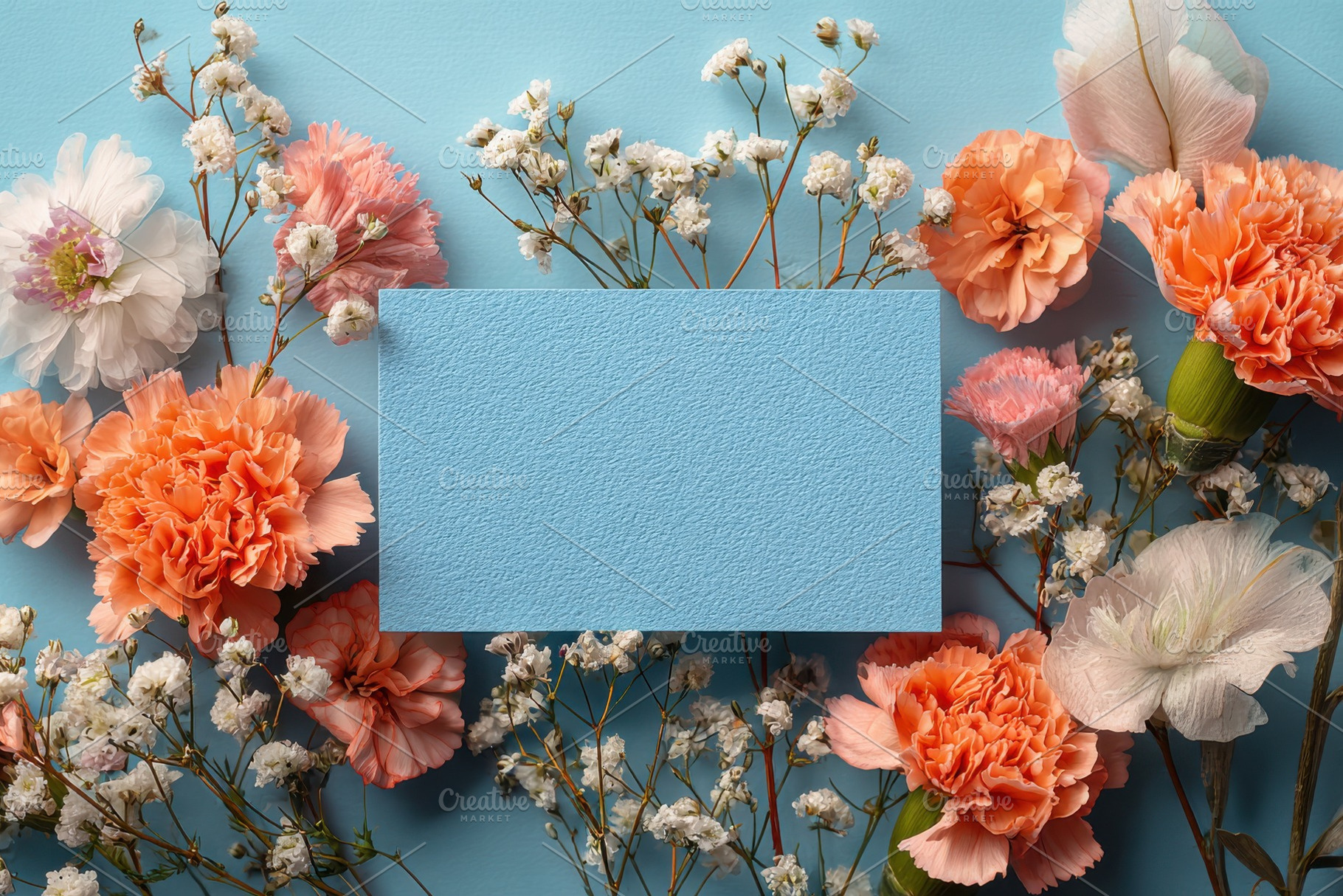 Pastel Peach Carnations Blank Noteca, a Photo by Pixeness Studio