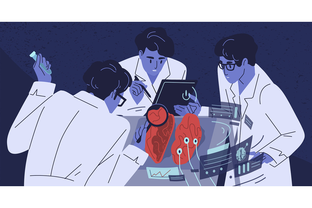 Scientists research human brain, a Healthcare Illustration by Good Studio (Photo 1 of 3)