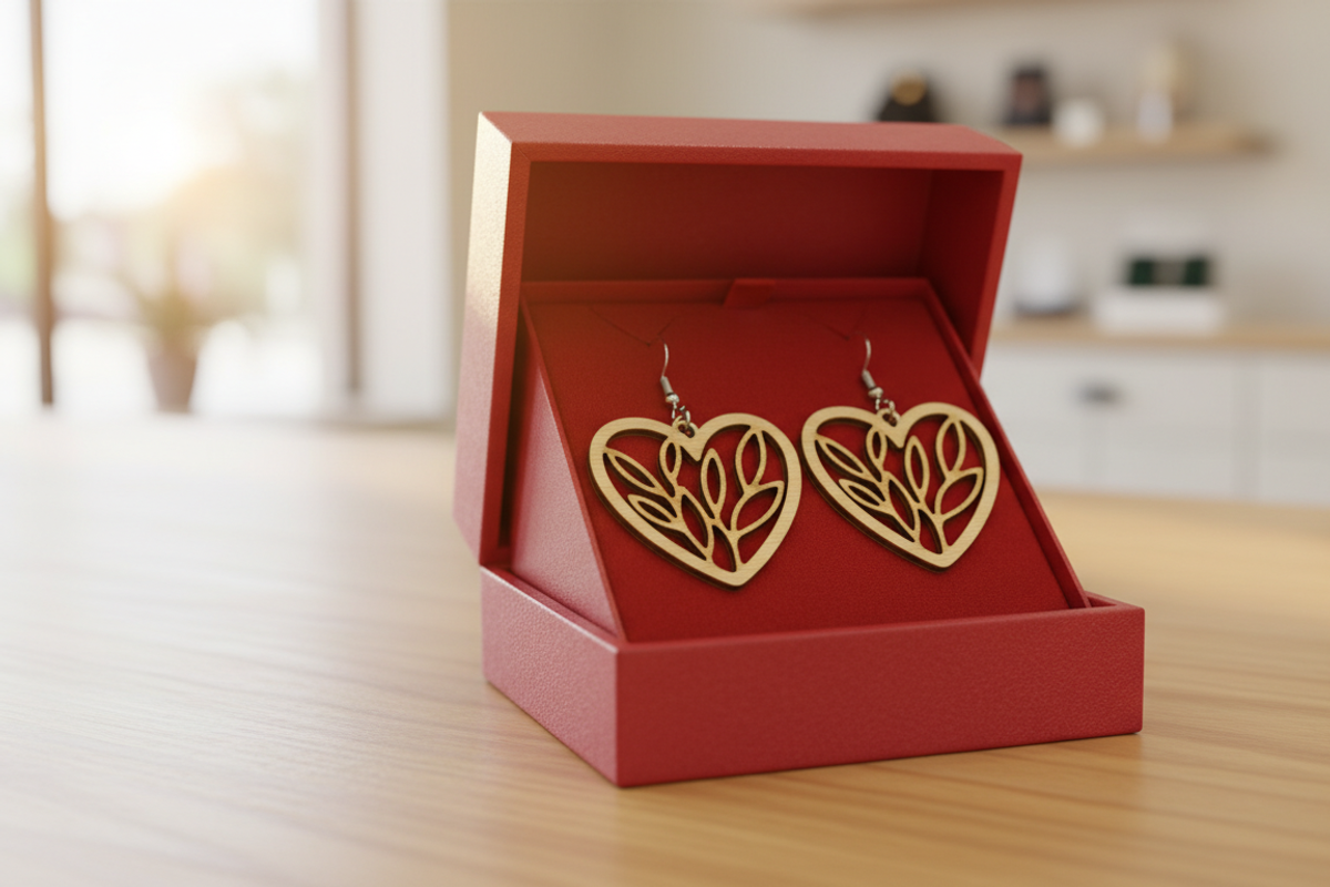Laser Cut Heart Earrings, an Object Graphic by Designer_Momina (Photo 4 of 5)