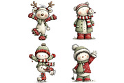 Whimsical Christmas Snowman Clipart, an Illustration by Craft Nest (Thumbnail 3 of 8)