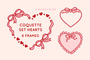 Set Coquette Heart Frames with Bows, a Background Graphic by Viaireshop (Thumbnail 2 of 2)