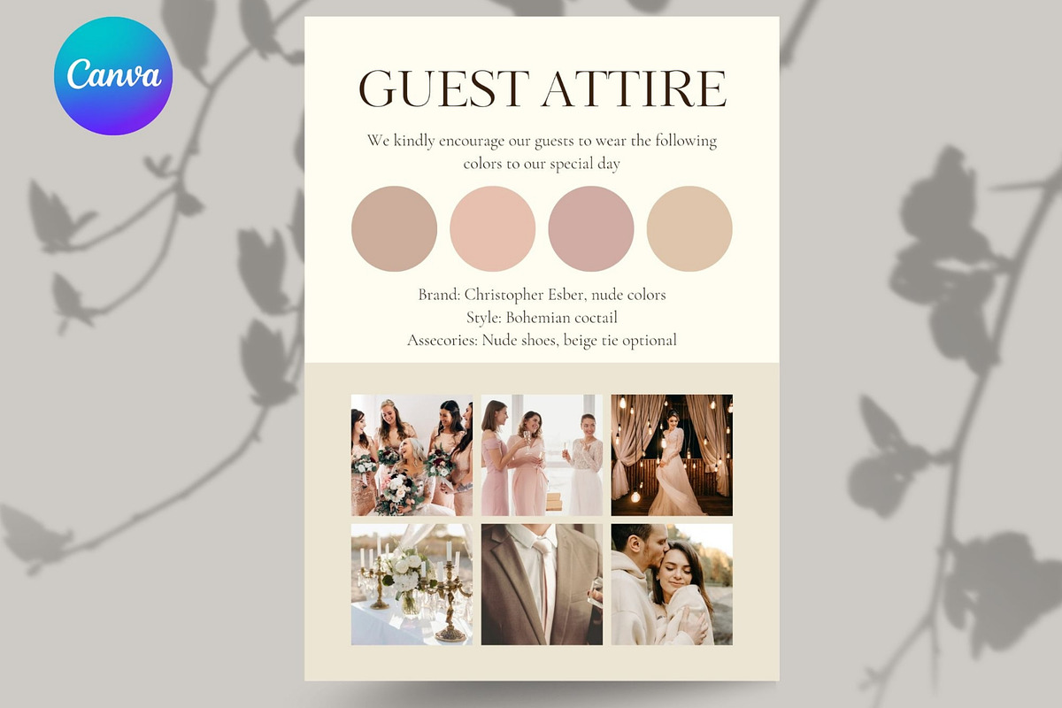 Guest attire Dresscode card template, a Card Template by EvaTemplates (Photo 1 of 4)