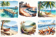 Watercolor Summer Beach Views PNG, an Illustration by DreamCafeArt (Thumbnail 4 of 8)