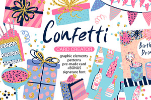 Confetti. Card creator, a Card Template by Artlavi_design