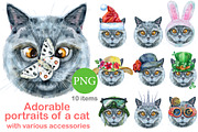 Portraits of British Shorthair cat, an Animal Illustration by Watercolor fantasy (Thumbnail 1 of 6)