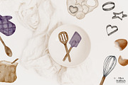 Watercolor Baking Tools, Ingredients, a Food Illustration by Olya Haifisch (Thumbnail 2 of 7)