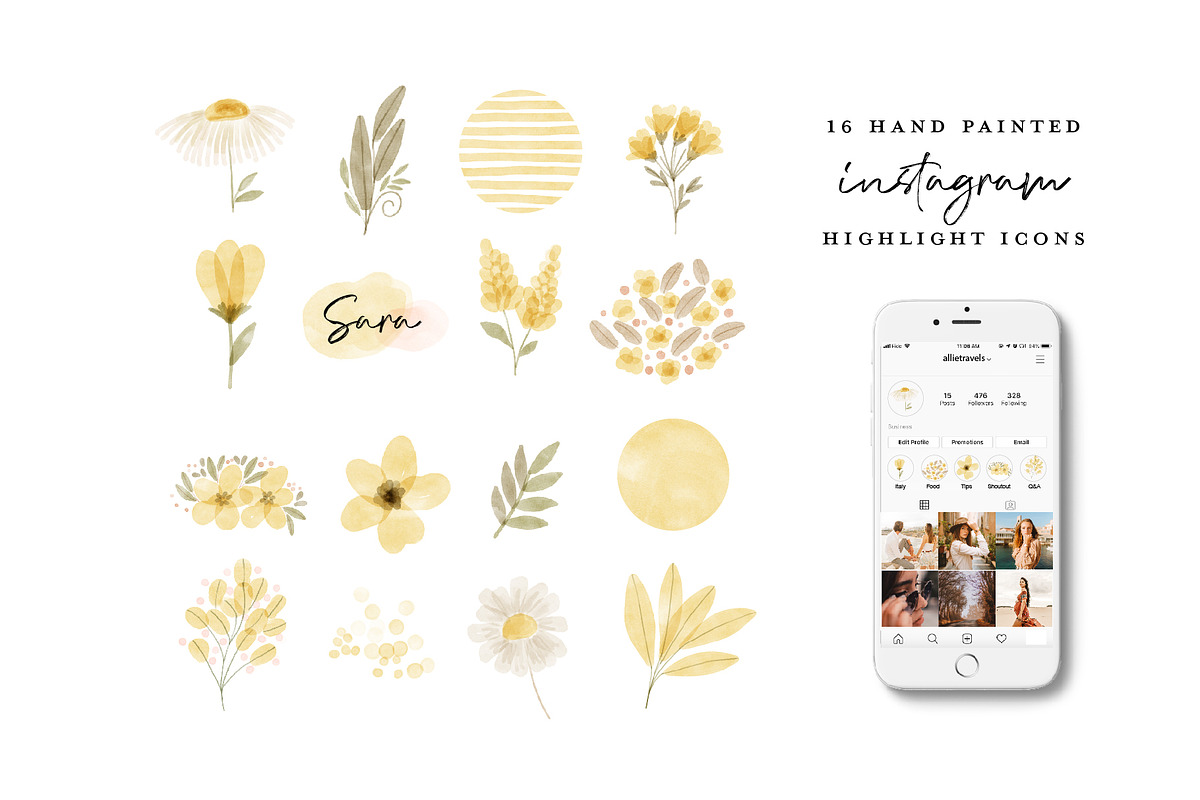 64 Watercolor Instagram Highlights, a Work Illustration by beatriceviyiwi (Photo 5 of 5)