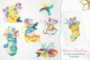 Watercolor Christmas Mice Clip art, an Animal Illustration by ArtPavo (Thumbnail 5 of 9)