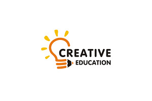 Bulb Pencil Creative Education Logo