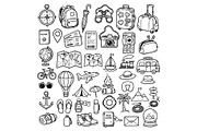 Set of travel outline doodle signs, a Transportation Illustration by Voodz_shop (Thumbnail 1 of 3)