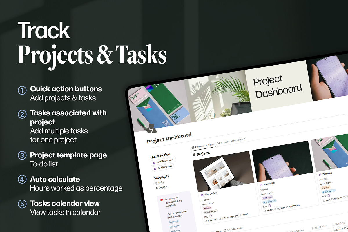Freelance Project Dashboard Notion, a Marketing Template by TingDesign Studio (Photo 2 of 4)