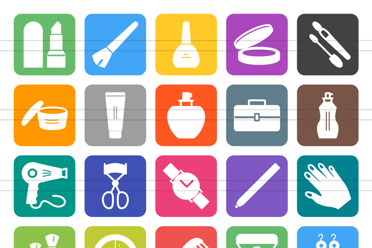 50 Makeup Flat Round Corner Icons, an Icon by IconBunny | Creative Market