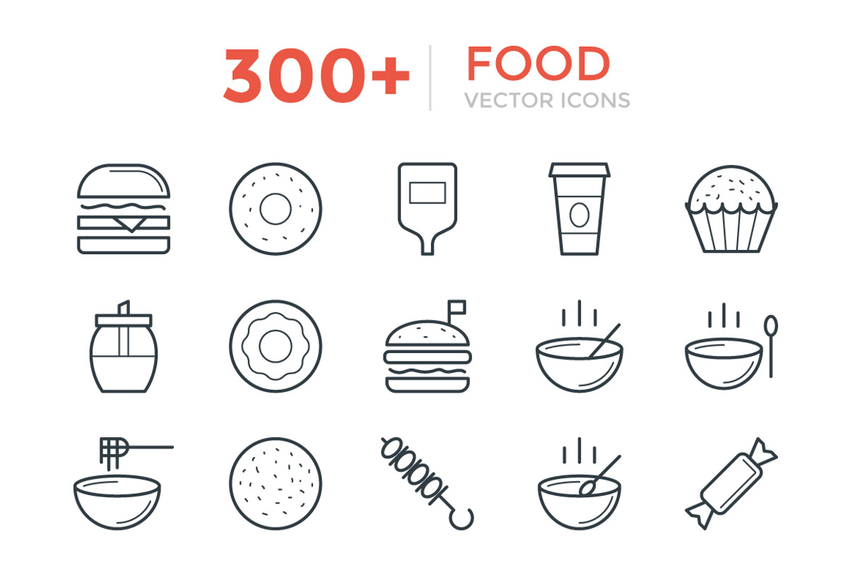 300+ Food Vector Icons, an Outline Icon by Vectors Market (Photo 1 of 5)