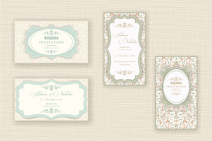 Set Of 12 Vector Wedding Invitation