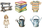 Watercolor Rustic Atelier Clipart, an Illustration by Designking (Thumbnail 3 of 5)