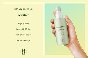 Spray Bottle in a Hand Mockup