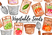 Watercolor vegetable seed clipart, an Illustration by Writelovely (Thumbnail 1 of 2)