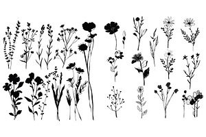 Spring Flowers Hand Drawn Vector Set