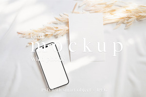 Greeting 5x7 Card Mockup,Iphone Mock, a Product Mockup by ILoveMockupDesign
