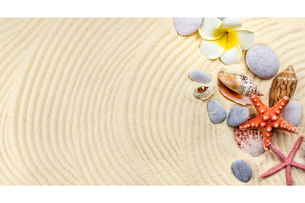 Background with seashells on the, a Holiday Photo by yanadjana