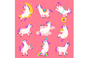 Cute Unicorn Characters. Doodle