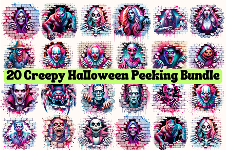 Creepy Halloween Peeking Bundle