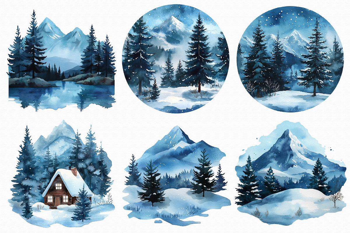 Watercolor Mountain Clipart, an Illustration by Libby Wishes (Photo 3 of 4)