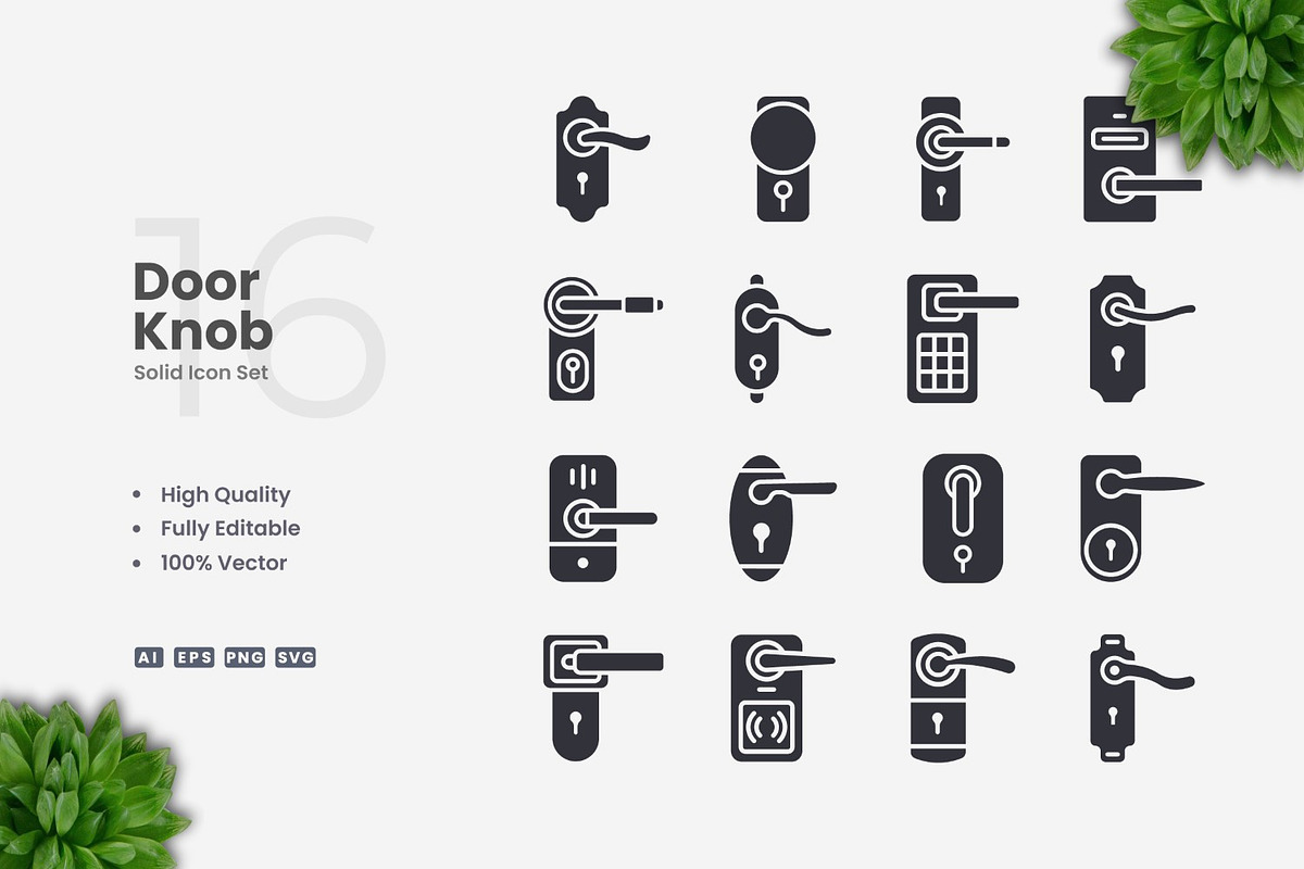 Door Knob Solid Icons, an Icon by Upnowgraphic
