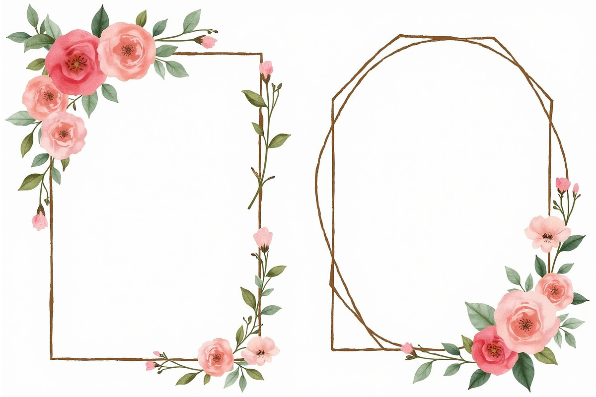 Rustic Floral Geometric Frame Bundle, an Illustration by musafir_fashion (Photo 8 of 14)