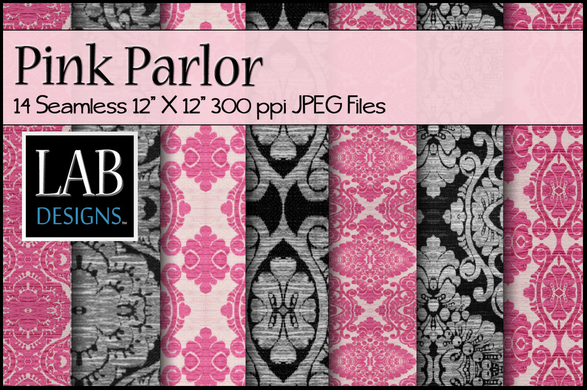 14 Pink Parlor Damask Textures, a Texture Graphic by Lab Designs