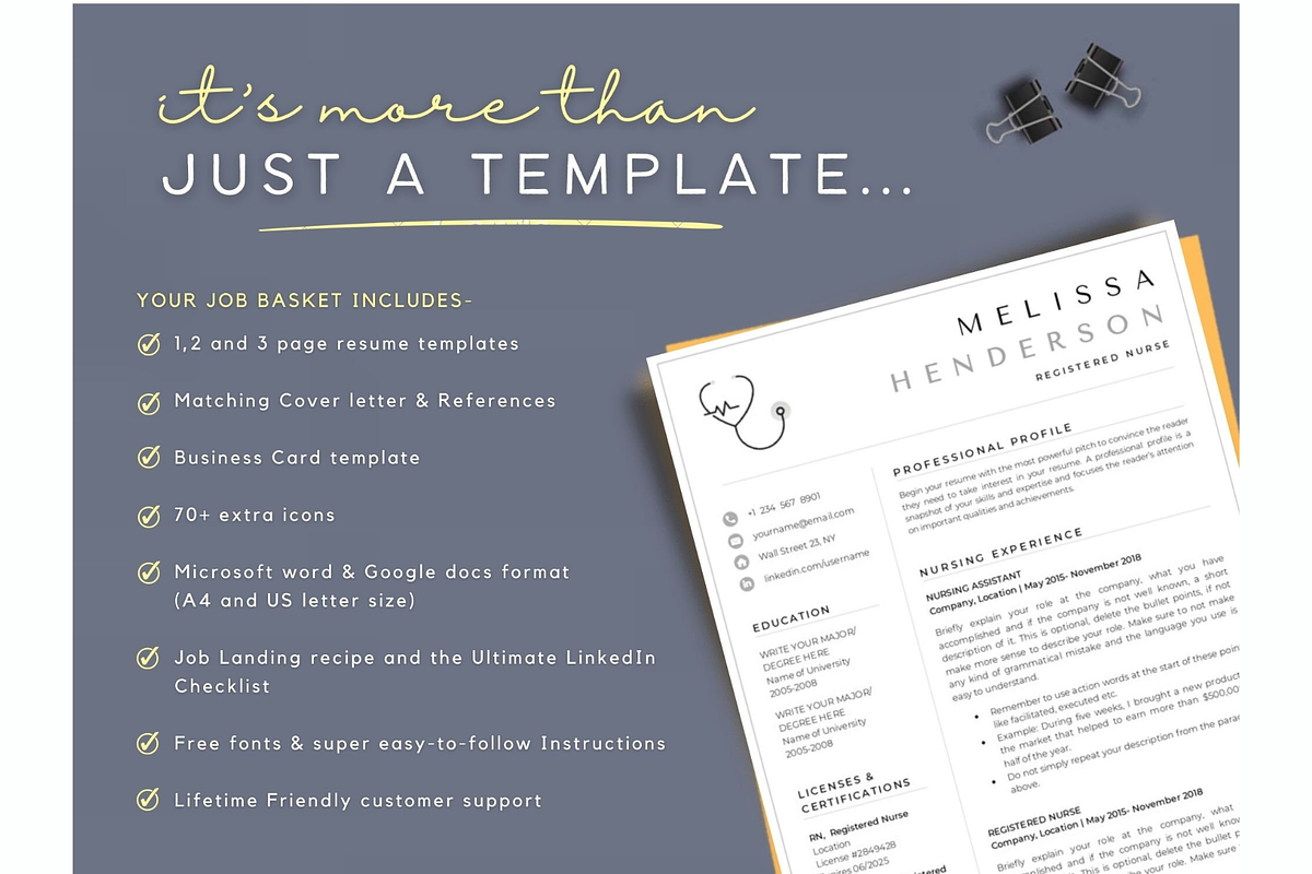 Registered nurse resume template, cv, a Resume Template by Climbwithelevator (Photo 6 of 11)
