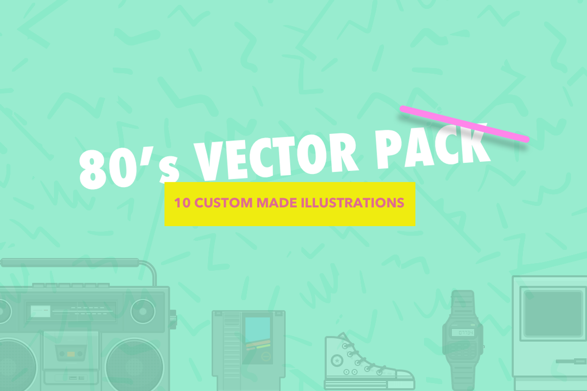 80s Retro Vector Illustration Pack, an Object Graphic by Dustin Weeres (Photo 1 of 10)